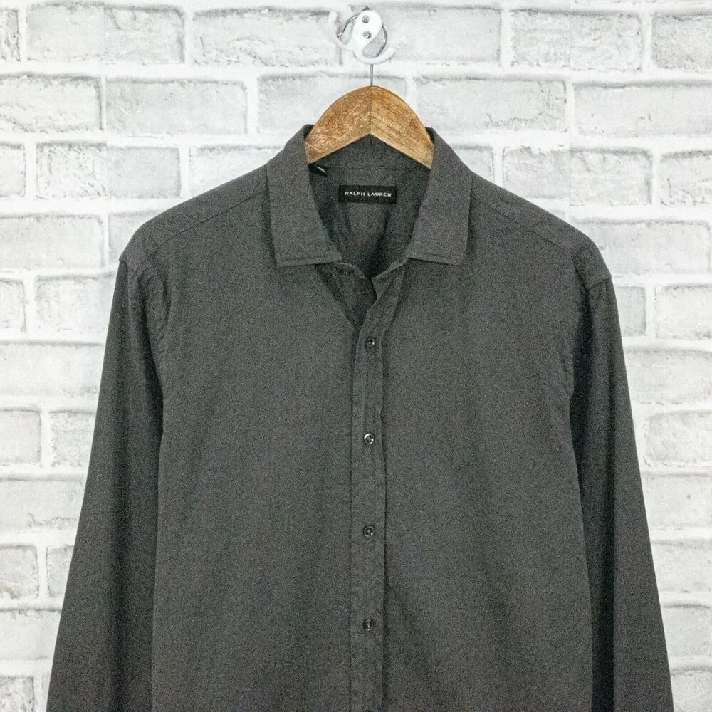 Ralph Lauren Black Label Men's Button up Shirt Dark Gray Cotton size Large - Picture 4 of 5